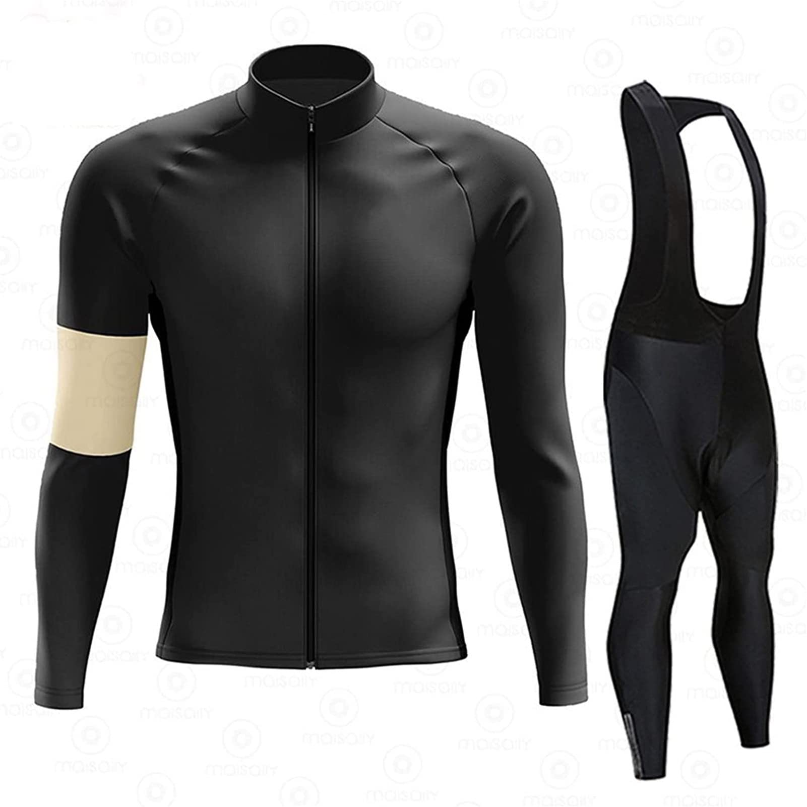 KAISUN Costume da Ciclismo Uomo da Squadre Professionali, MTB Bici Maniche Lunghe Maglia da Ciclismo con Pantaloncini, Sport Outdoor Cycling Jersey