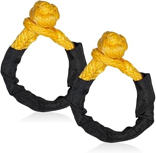 2 Pieces Soft Shafts with 17T Breakage Resistance,Recovery Rope,Belt Hose Protector for Off-Road Trailer Rescue (Yellow,50cm)