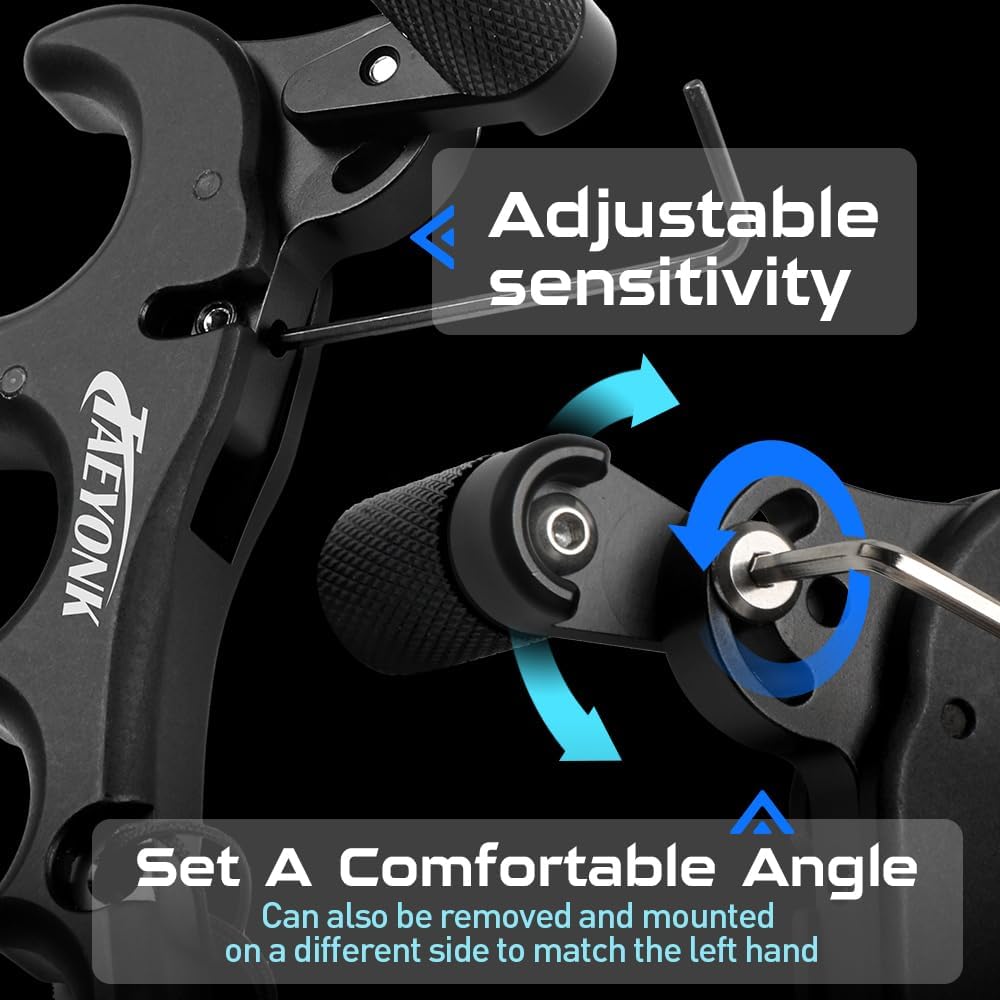 Bow Release for Compound Bow,Aluminum 360°Rotatable,Archery Release Trigger,for Both Right and Left Handers,for Both Youth and Adults,Adjustable Sensitivity and Angle,Tool Included