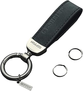 Zinc alloy Key Chain with 2 Key Rings Leather Car Keychain for Men and Womenï¼ŒCar Keychain Clip (navy blue)