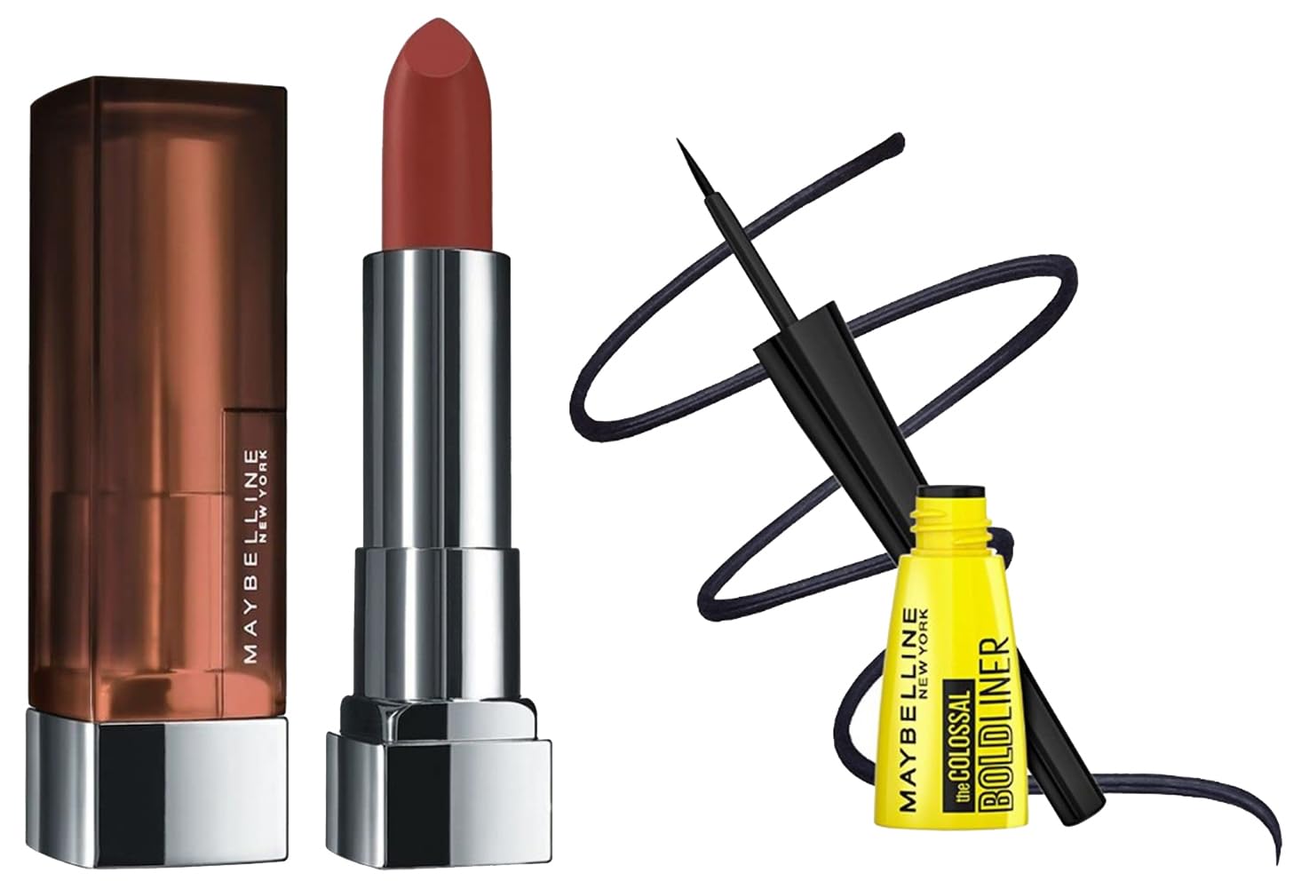 Maybelline New York Matte Lipstick, Intense Colour, 676 East Village Rose, 3.9g & Maybelline New York Eyeliner, Smudge-proof and waterproof, Long-lasting, Colossal Bold Liner, Black, 3g-image-44