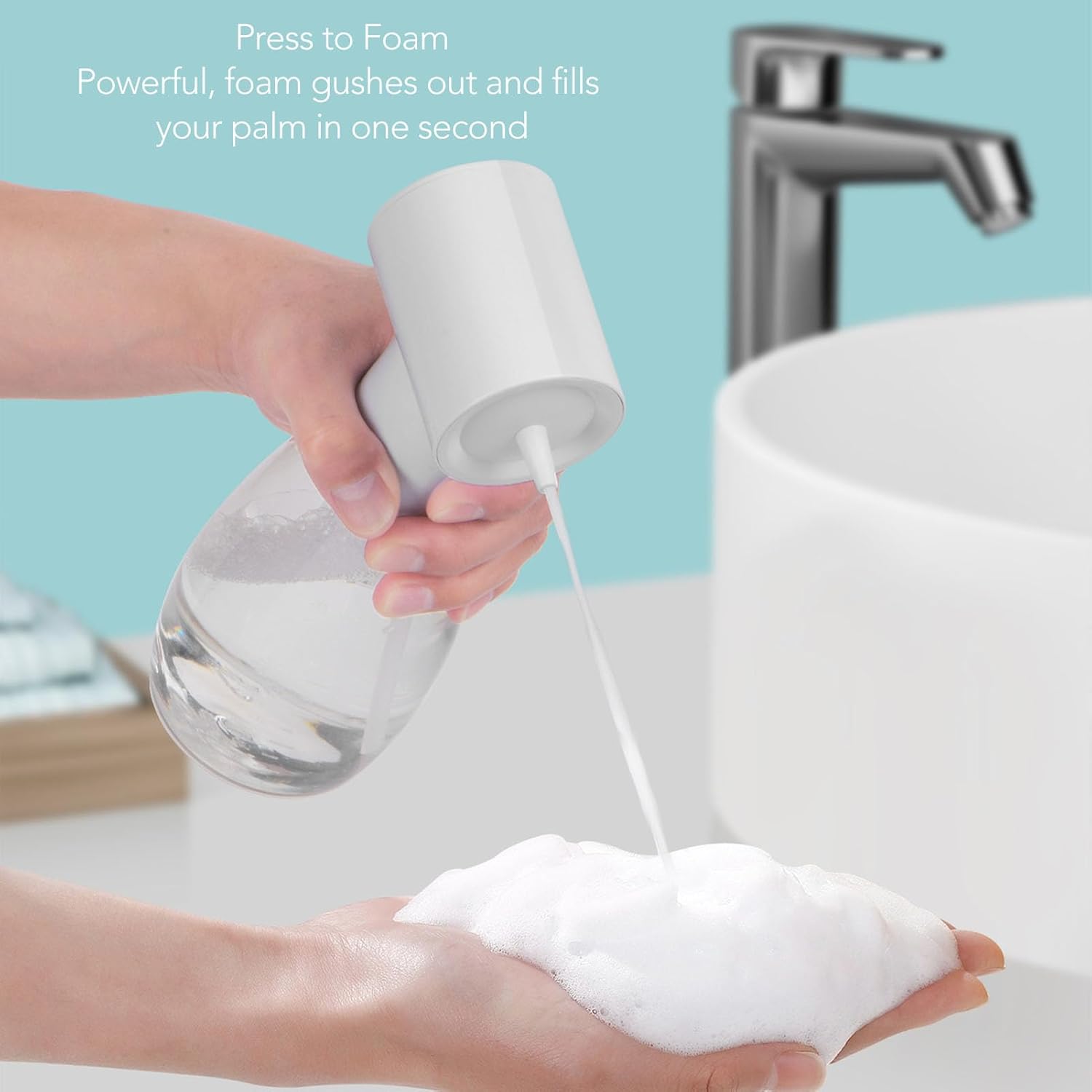 ASHATA Electric Foaming Shampoo Dispenser, 650ML Foaming Shampoo Sprayer for Dog and Cat Bathing, 1200mAh Rechargeable, for Bathroom Kitchen Bathtub Sink