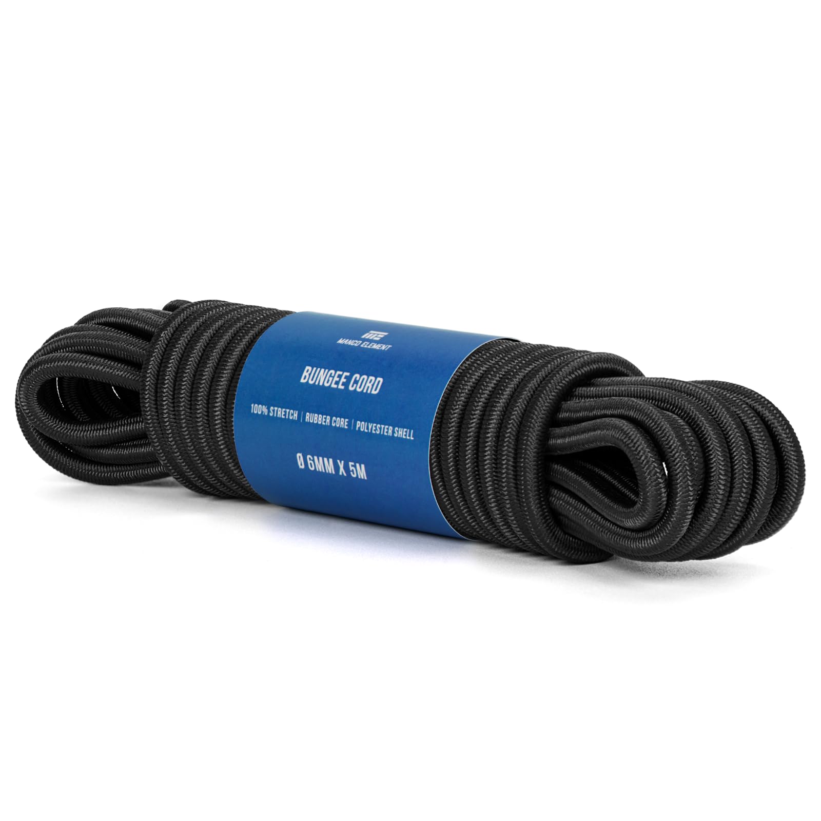 Manco Element Black Bungee Cord 6Mm X 5M Elastic Cord Shock Cord