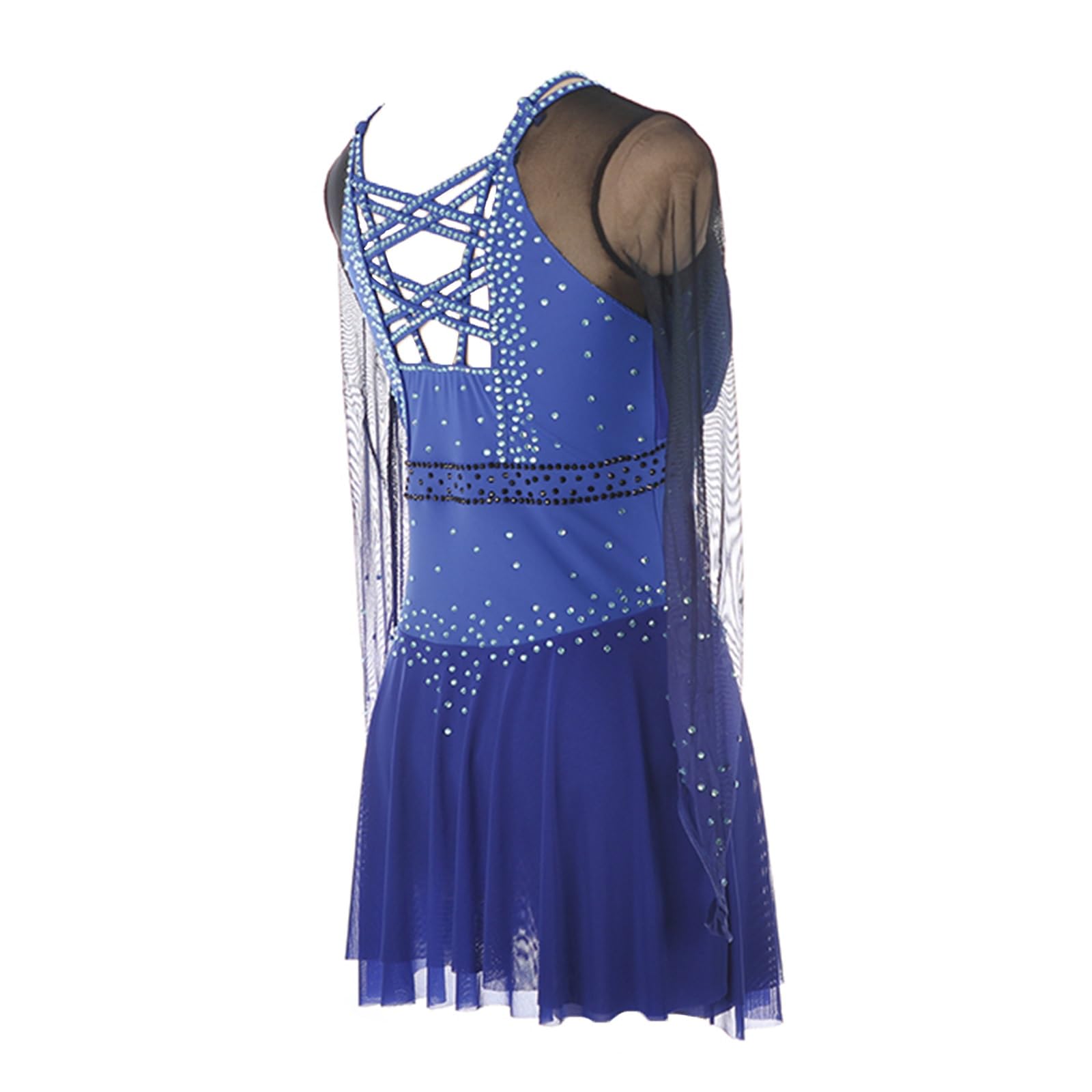 Robes De Patinage Artistique for Femmes, Manches Longues, Cristaux, Vêtements De Patinage Élastiques for La Compétition Et La Performance