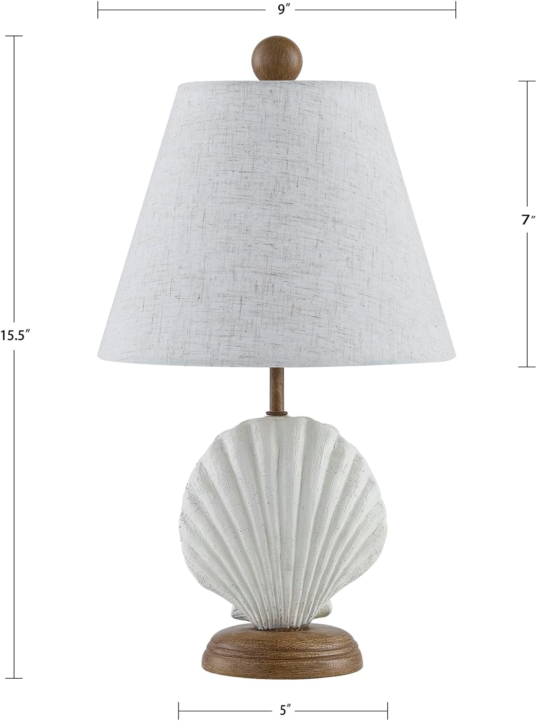 Crestview Collection 15.5" 15.5" H White Resin Seashell Table Lamp with Shade