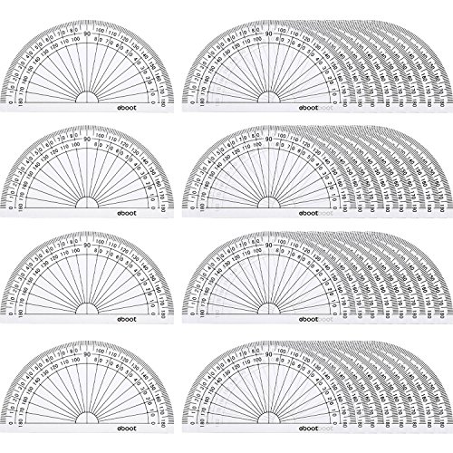 eBoot 36 Pack Plastic Protractor Math Protractors 180 Degrees Protractors for Angle Measurement Student School Office Supply, 4 Inches, Clear