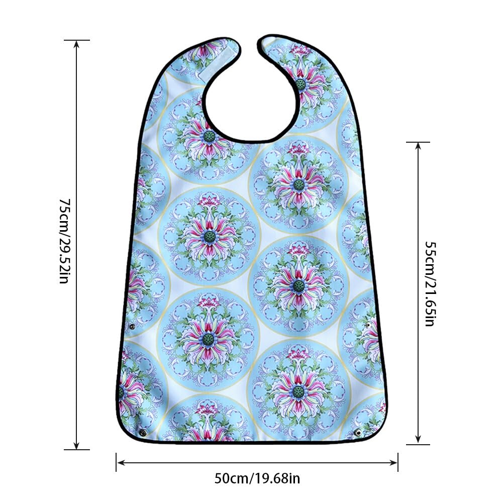 Katutude Adult Bibs for Eating Reusable Adult Bib with Crumb Catcher Waterproof Clothing Protector Adjustable Adult Bibs for Elderly Women Men & Disabled - Machine Washable