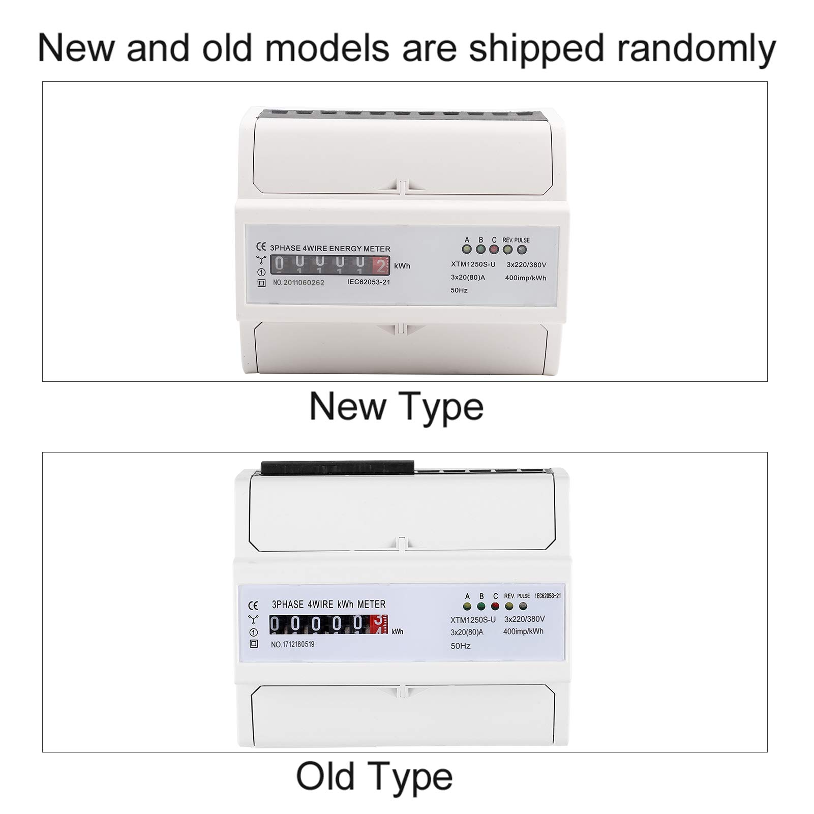 Contatore elettrico digitale trifase a 4 fili su guida DIN 2080A, contatore KWh trifase, contatore di energia elettronico con display a 6 cifre, per installazione fissa interna su