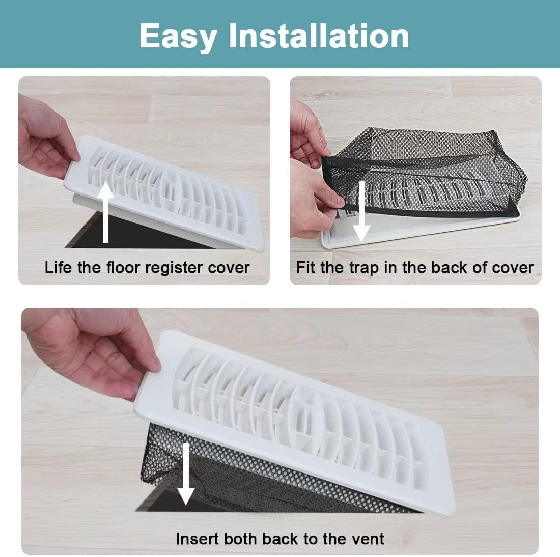 Floor Register Cover Trap, Floor Air Vent Cover Screen for Home Air Vent Filters 5-Pack Floor Vent Mesh Filters Net Trap (6 x 12 Inch)