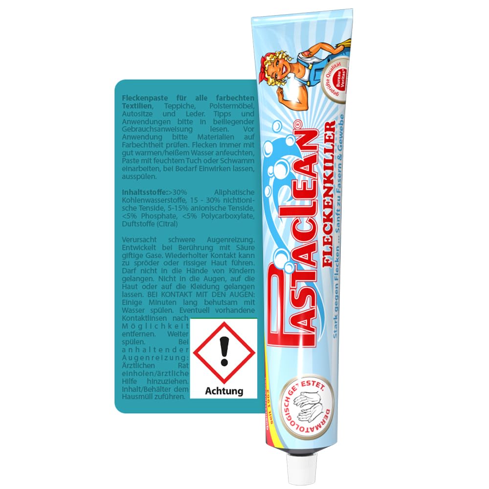 Pastaclean Fleckenpaste, Fleckentferner für alle Fleckenarten, 4x 100ml + Schwamm