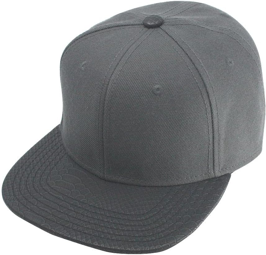 Premium Plain Wool Blend Leather Flat Bill Adjustable Snapback Hats Baseball Caps