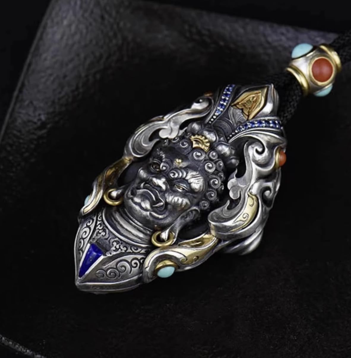 S925 Thai Silver Immovable Ming Wang Zodiac Chicken Primordial Buddha Guardian God Zhaocai Protector Pendant Necklace