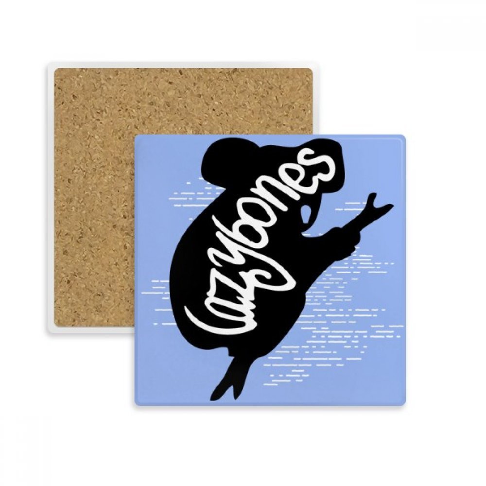Coaster Sloth Naturel en pierre absorbante premium, porte-tasse carré au design exclusif