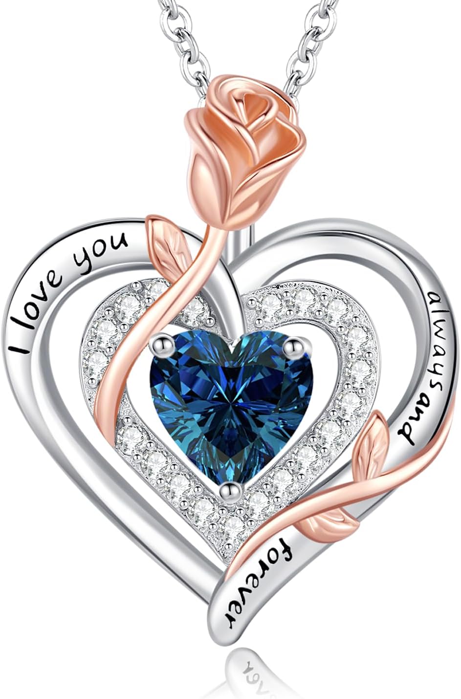 LAVUMO Ketting Dames Zilver 925 Dubbele Hart Roos Bloem Ketting Dames