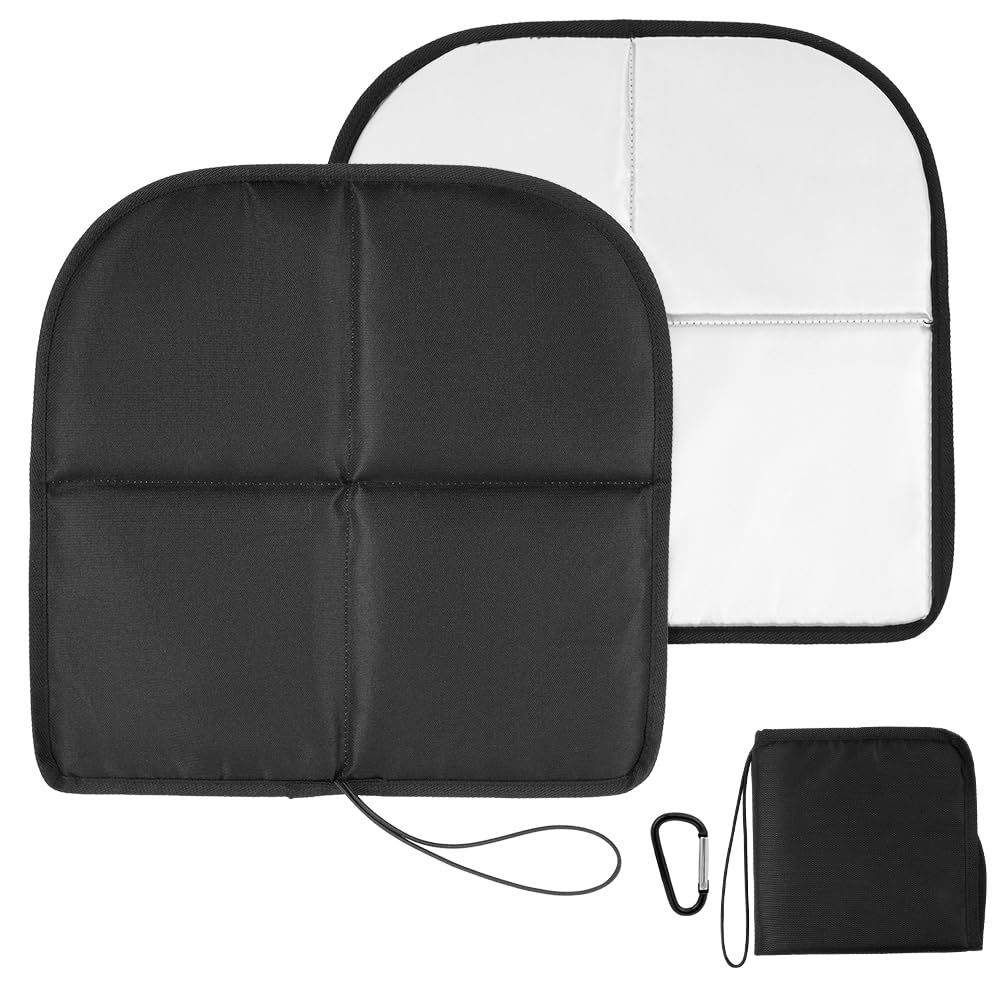 OSDUE Folding Hiking Sit Mat, 40cm x 40cm Waterproof Portable Folding Sitting Mat with Carabiner for Hiker, Insulated Camping Sit Pad for Outdoors Activities Travel, Black