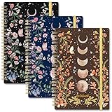 Spiral Notebook - 3 Pack A5 Notebooks Spiral Bound with Back Pocket, Lined Journal Notebook, Spiral Journal for Women, 5.7" x 8.4", 160 Pages, College Ruled Writing Notebook, 100gsm Paper, for Office & School