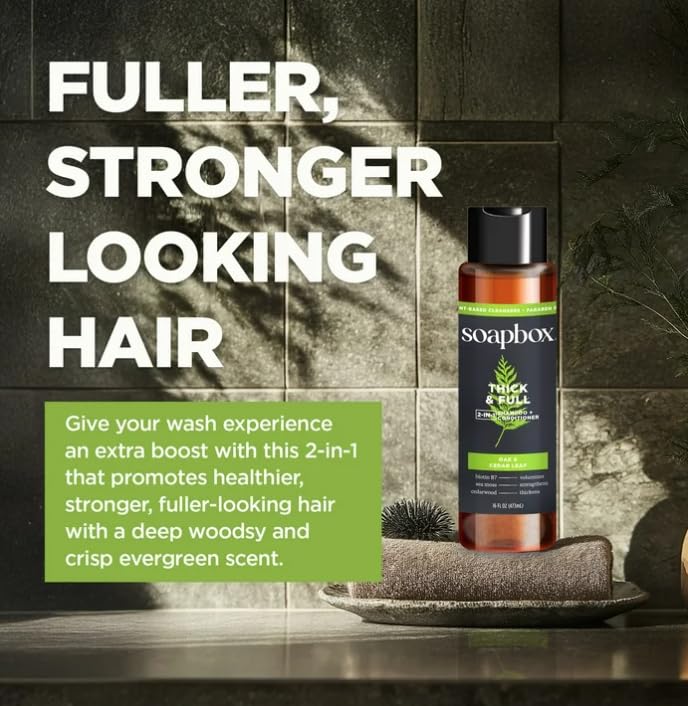 S'?????? Men's Thick and Full 2 in 1 Shampoo and Conditioner with Oak and Cedar Leaf, 16 fl oz 9Pack of 1)