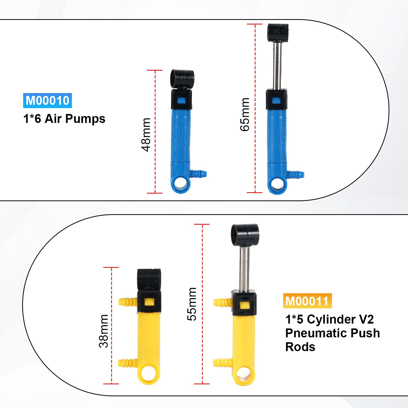 Set pneumatico, APKLVSR 19 pezzi pneumatici con 10 tipi di cilindri pneumatici, aste di pressione a pistone MOC, kit pneumatici per modelli di carrozze/camion