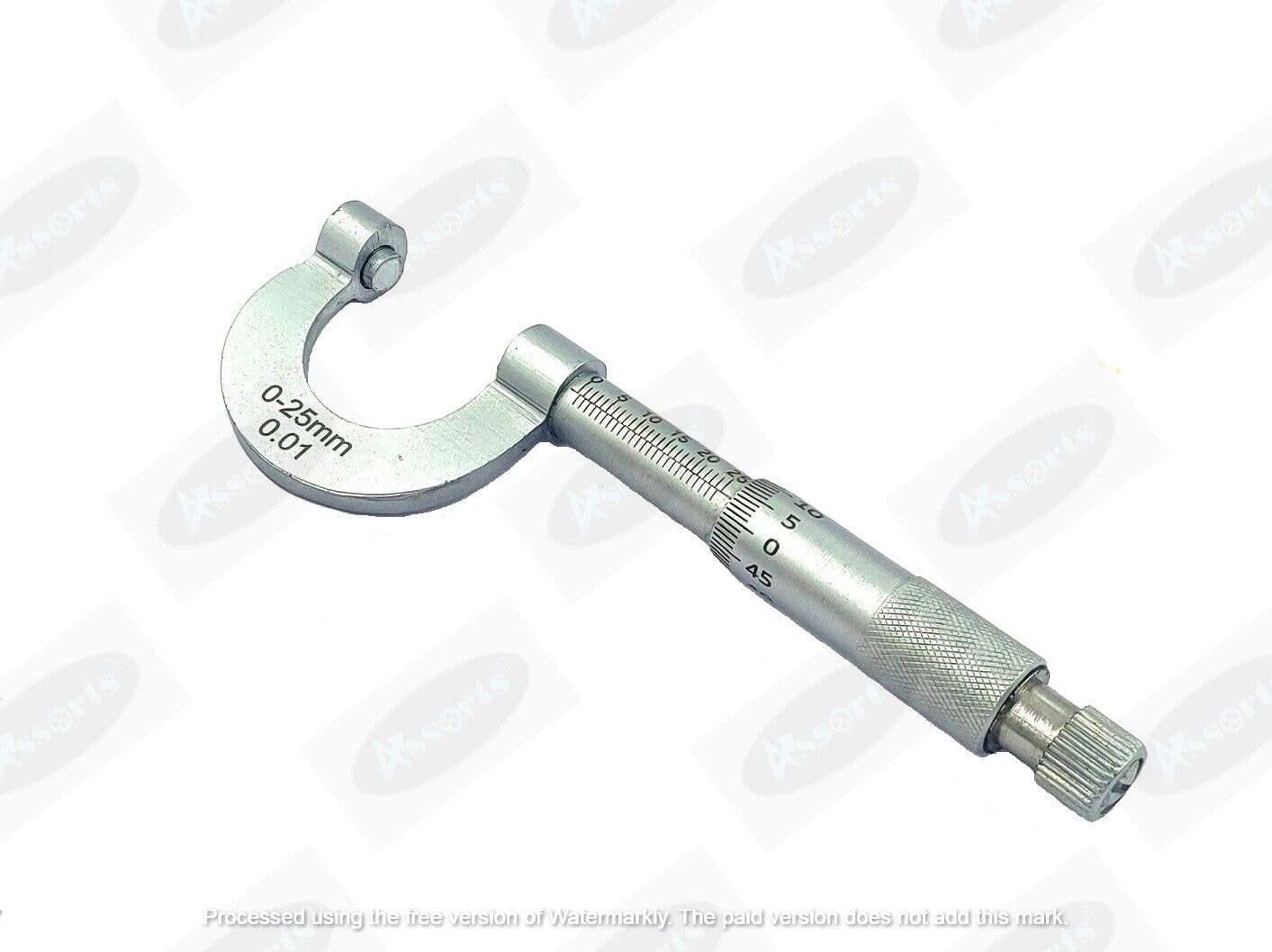 Economical Outside Micrometer, Chrome Plated Finish, Ratchet Stop, 0-25 mm Range