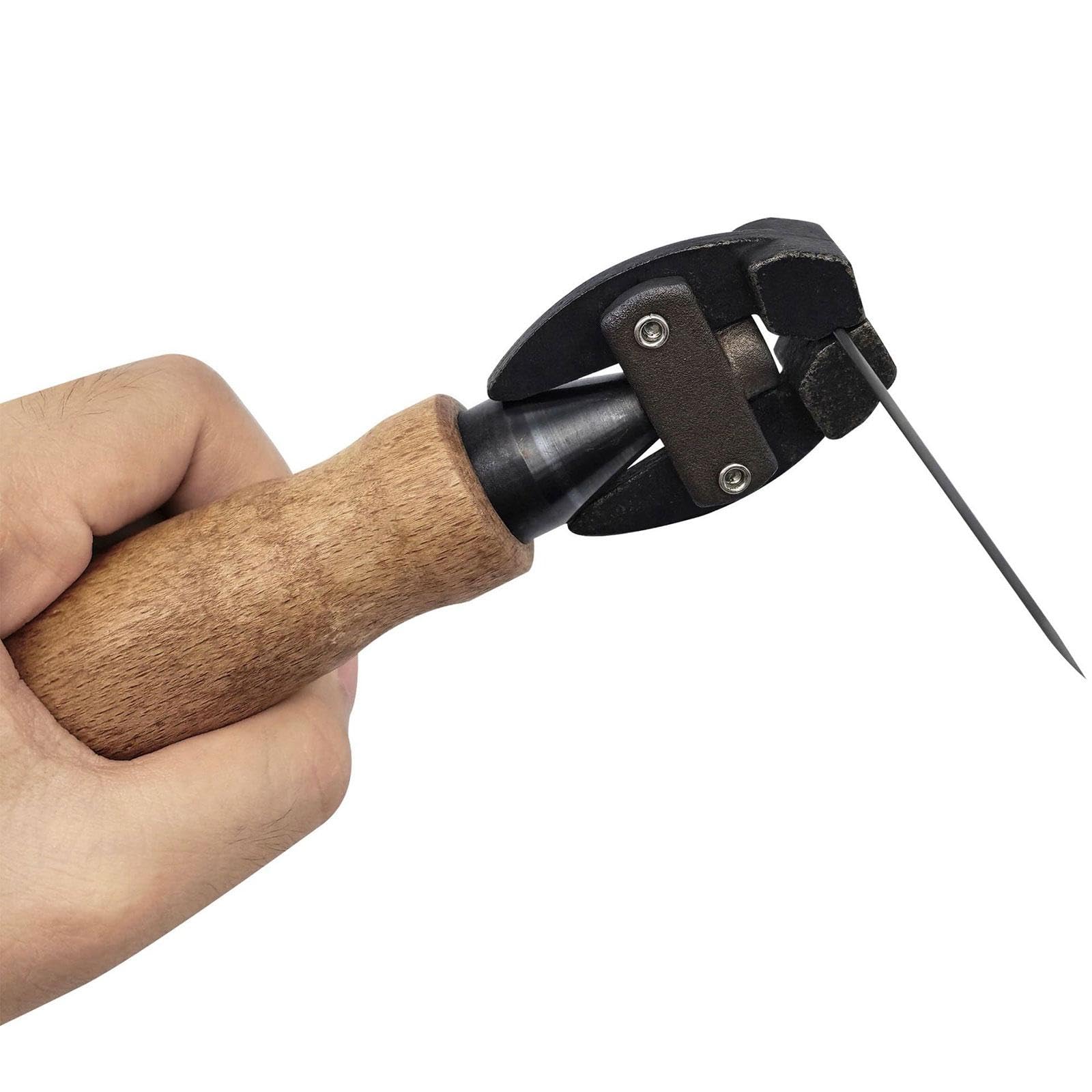 F Fityle Étau à Main Réglable avec Manche En Bois et Acier à Haute Teneur En Carbone pour épingles et Tiges de Boucles D'oreilles