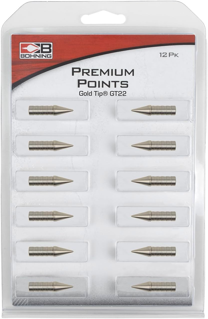Bohning Match Grade Glue-in Points for Gold Tip® GT 22, 100 Grain, 12pk