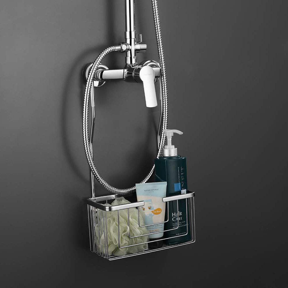 Kibath Cesta Portageles Estante de ducha para colgar en grifería. Sistema antibalancelo. Facil instalacion sin hacer agujeros ni taladros.