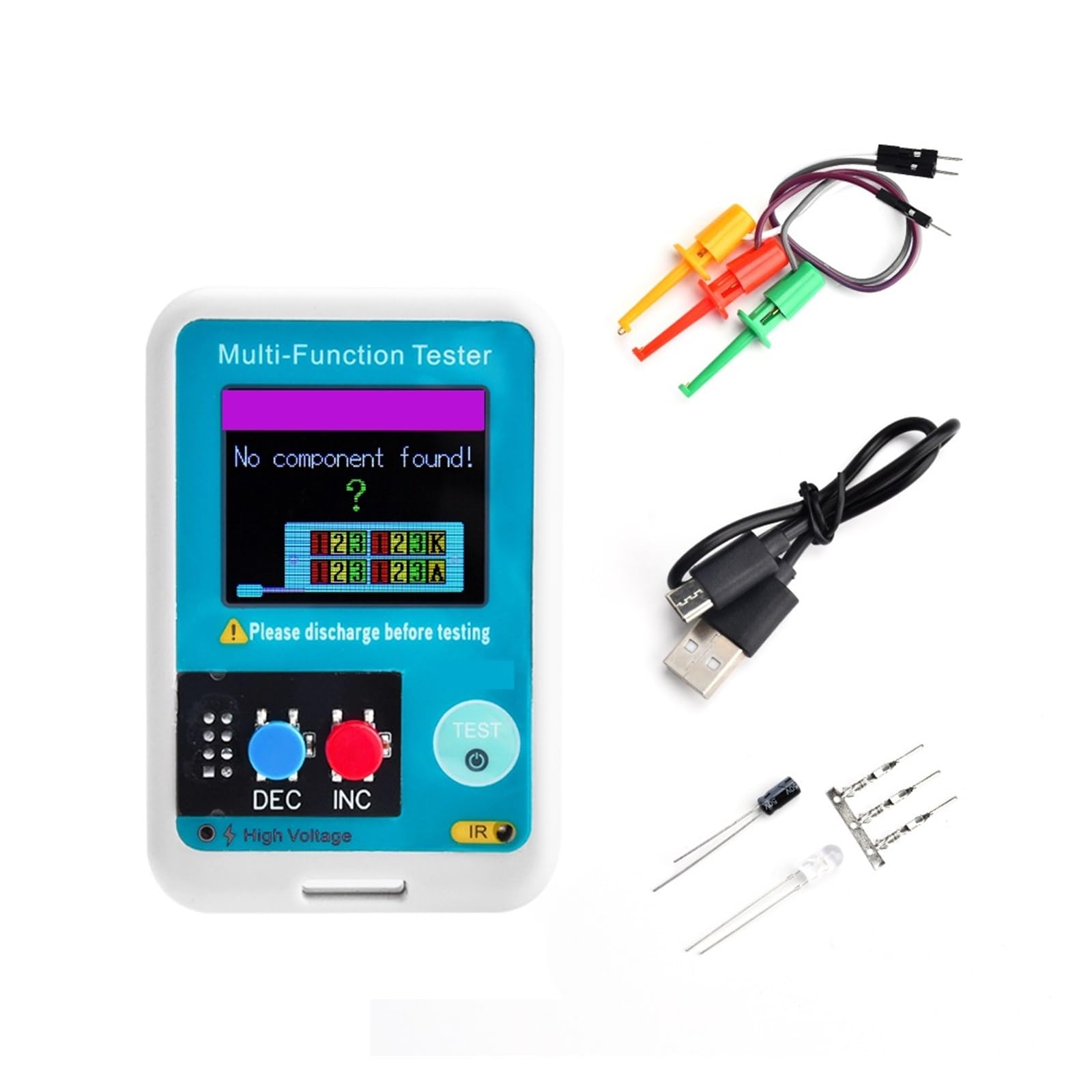 Tester Tranzystorów Precyzyjny Miernik Cyfrowy LCD Dioda Trioda Pojemność ESR MOS/PNP/NPN LCR MOSFET TFT(LCR-TC2)