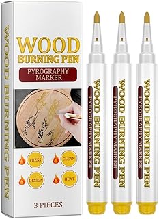 3PCS Wood Burning Marker Pen Kit, Pyrography Art Tool with PET Tips – Pen DIY Burning Kit for Beginners, Home, Studio, School Wood Craft Projects 