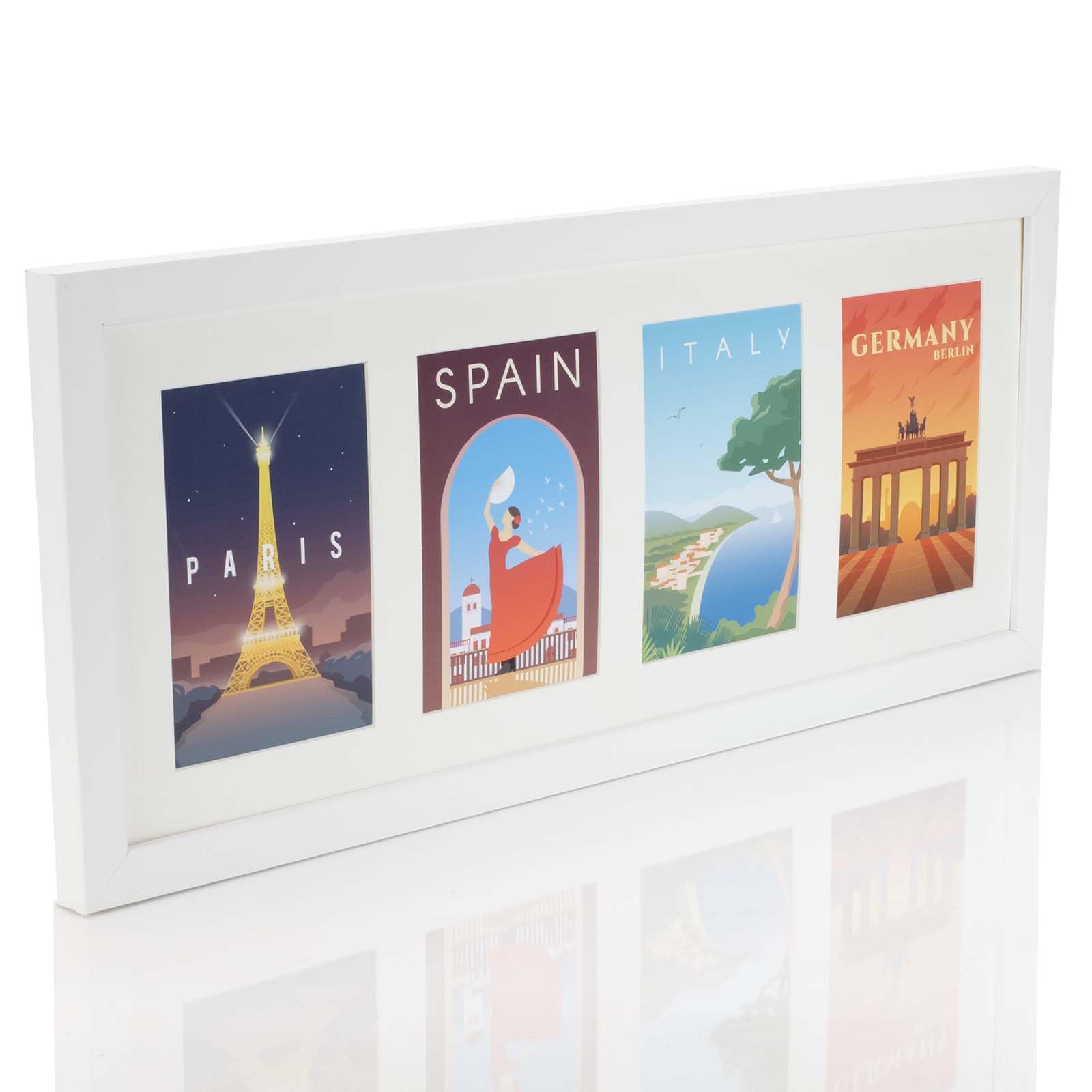 Boldon Framing White Multi Aperture Photo Picture Frames Holds 2, 3 Or 4 Photos Various Sizes And Colours-Fits 4 7X5 Inch Photos