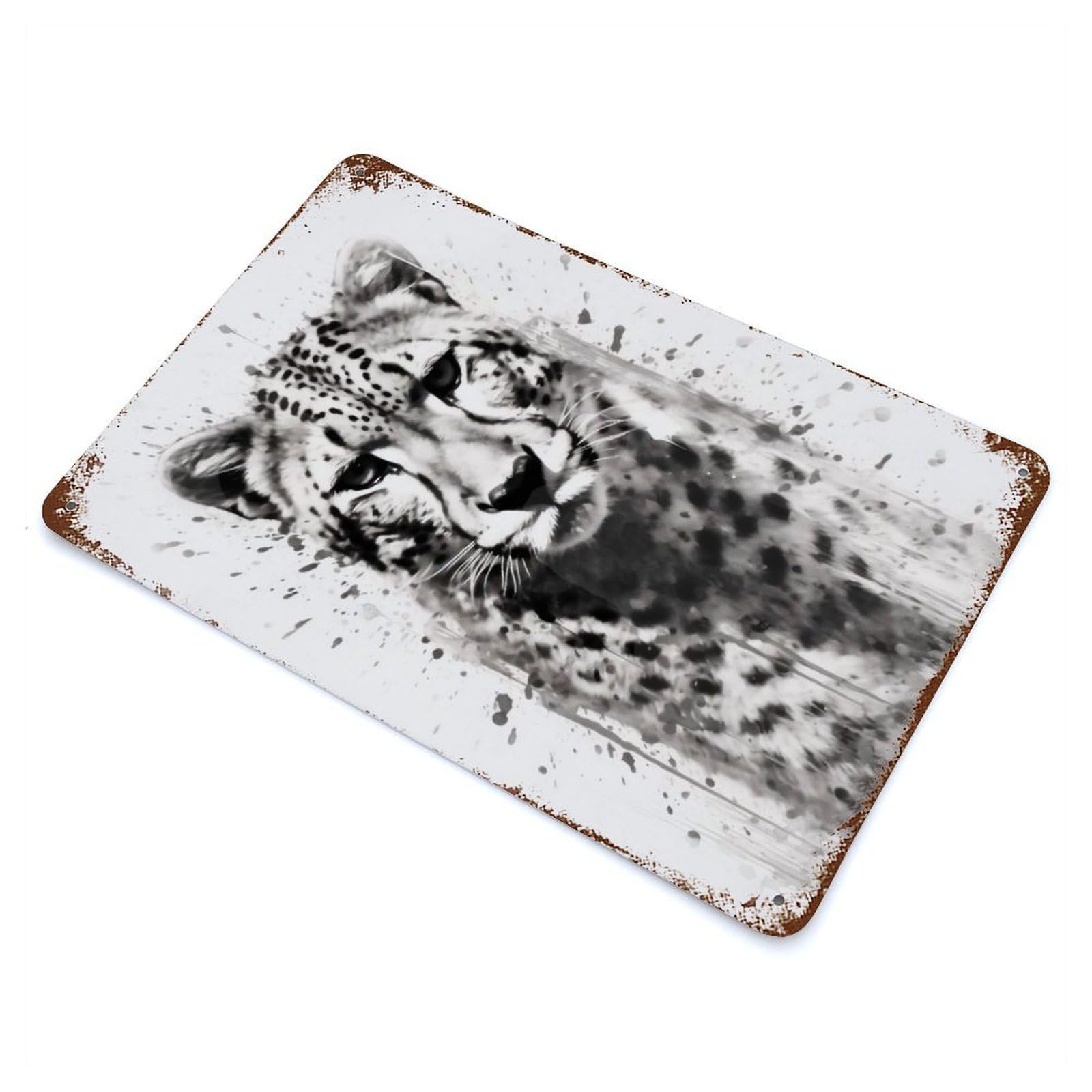 Garage Style Cheetah Jungle Elegance Vintage Rust Metal Sign 11.8"x7.9", Retro Wall Decor for Bar And Workshop
