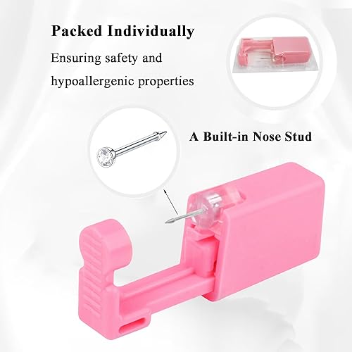Miniatura 2 de Juego de 6 piercings de nariz desechables con herramientas plateadas para perforación de nariz (S201-6)