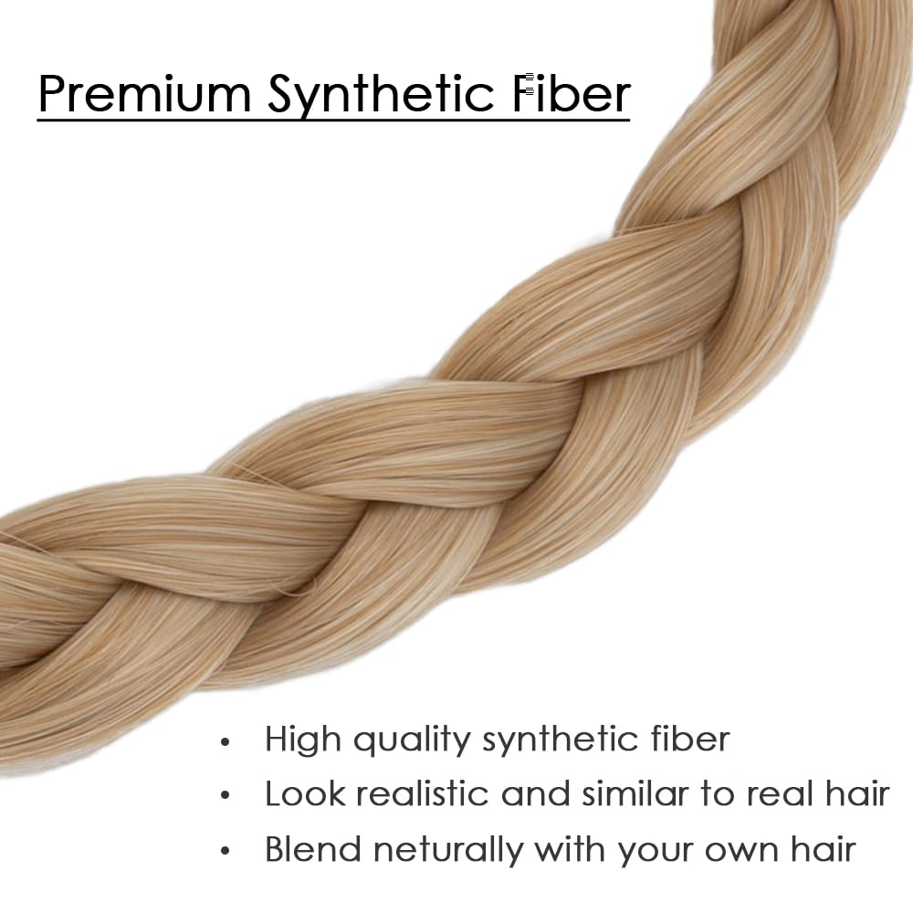 Blonde hair braid headband synthetic hair bra strap type closure Amazon.com : DIGUAN Wide Messy Braided Headband With Teeth  main image 4
