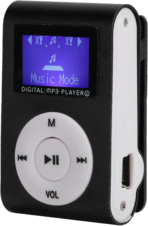 Mini leitor de música MP3, reprodutor esportivo com tela LCD, suporta expansão de cartão de memória de até 32 GB, leve e resistente, bateria de longa duração para corrida, corrida e academia com