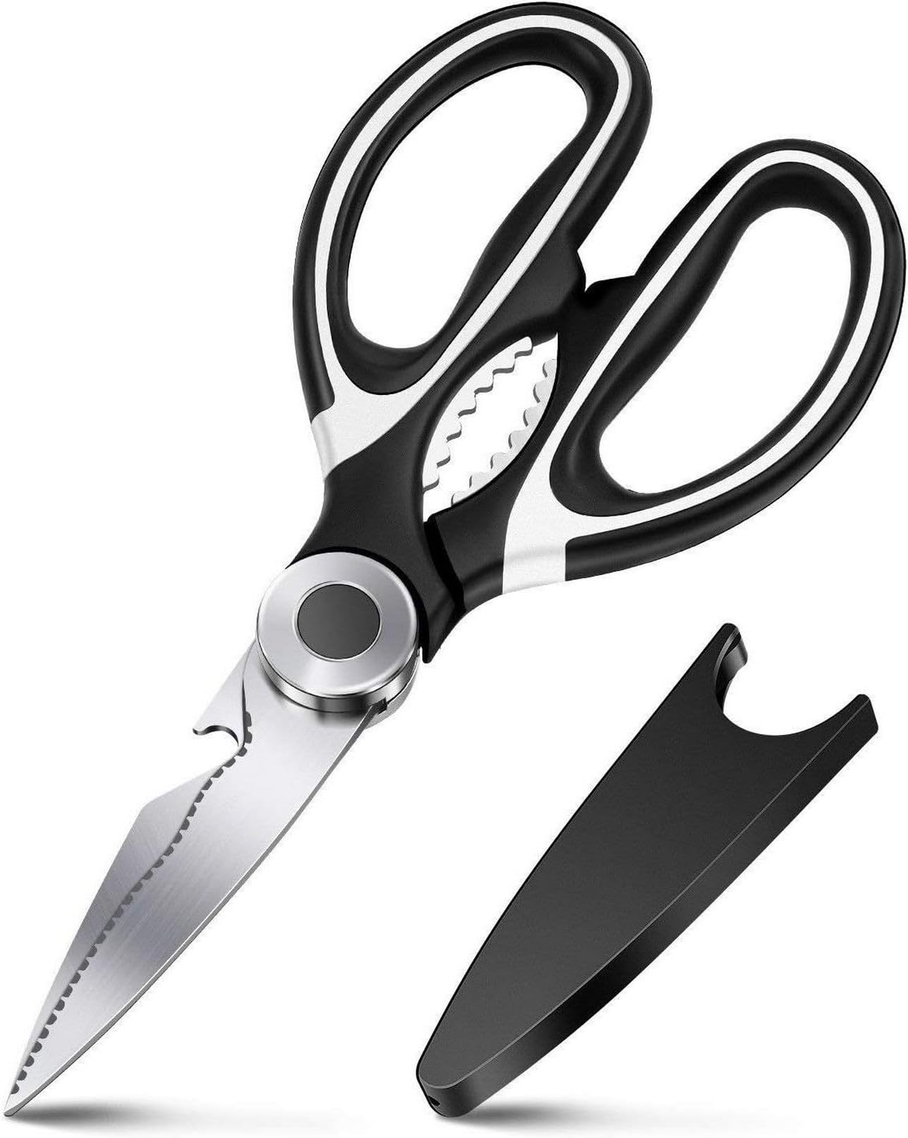 Kingfly Premium Kitchen Shears Heavy Duty - Stainless Steel Cutting Multi Purpose Scissors (Black/White)