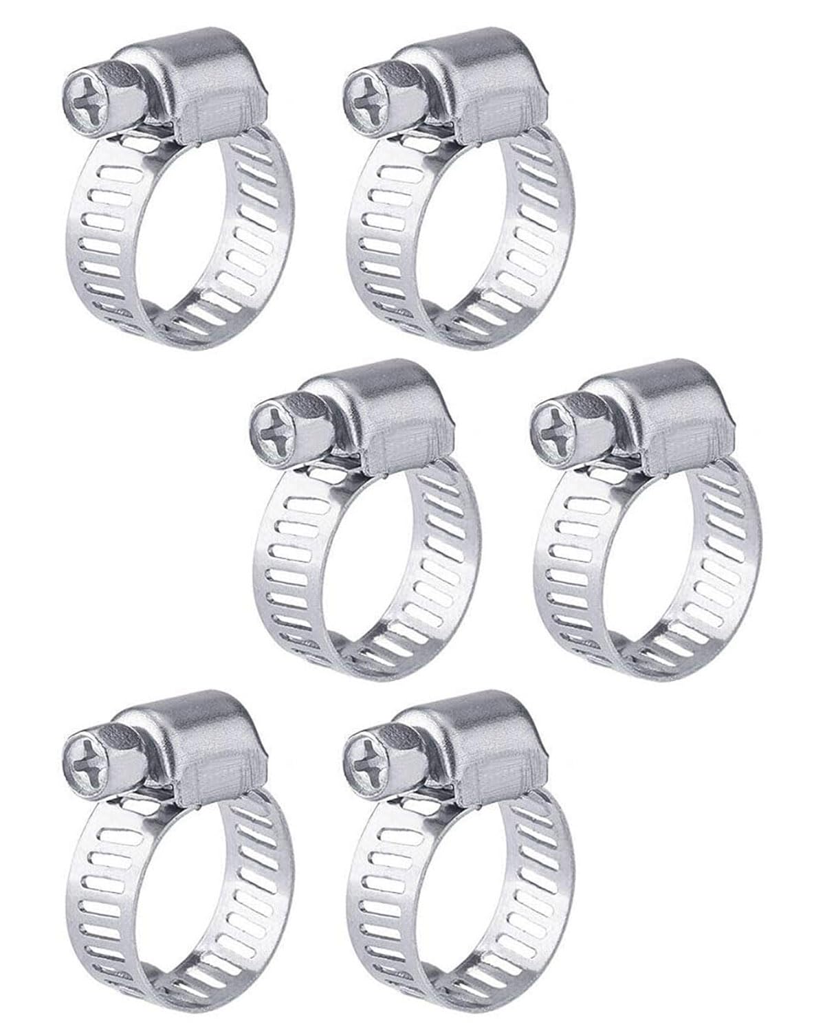 6 piezas Abrazaderas Metalicas para Tubos, Acero Inoxidable Ajustable 16-25 mm, Abrazaderas Tubo, de Manguera de Acero Inox para Mangueras Tubería de Agua Piscina