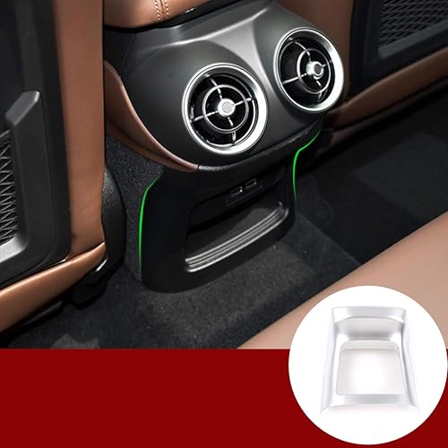 YIWANG Marco decorativo de ventilación de escape trasero ABS estilo fibra de carbono para accesorios Alfa Romeo Stelvio 2017-2020 (plata)