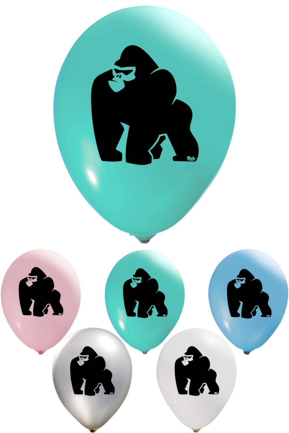 PARTY ZONE ET DESSIN Gorilla Balloons - 2 Sided | 12" Latex (16-Count) Happy Birthday or Event Use | Fill with Air or Helium | Kid-Friendly