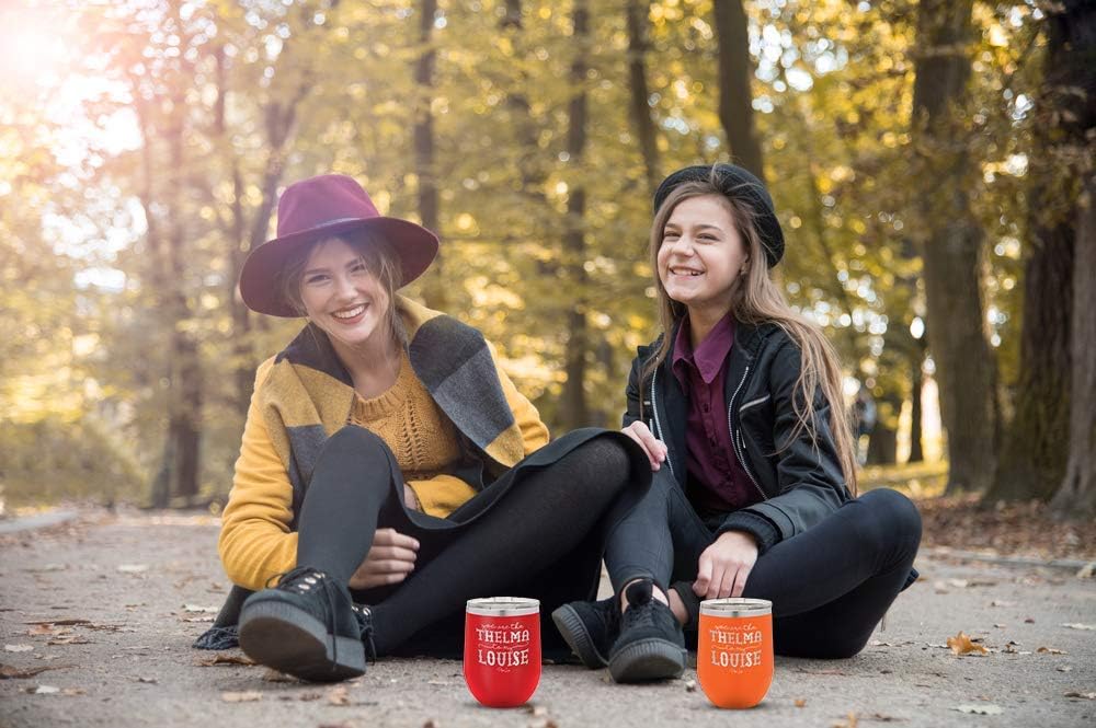 Blасk Frіdау Sаlе 2022 Piper Lou | You Are The Thelma to my Louise, Stainless Steel Insulated Wine Cup with Lid - Teal | 12 Oz.