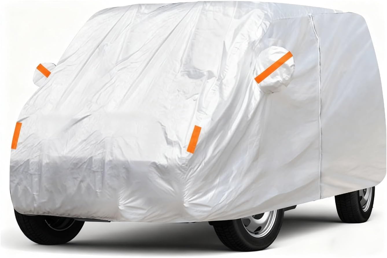 Heavy Duty Oxford Van Cover Compatible with Dodge Ram Van 1977-2005, Full Coverage Outdoor Cover with Zipper, Rainproof Windproof UV Protection Snowproof Anti Freeze