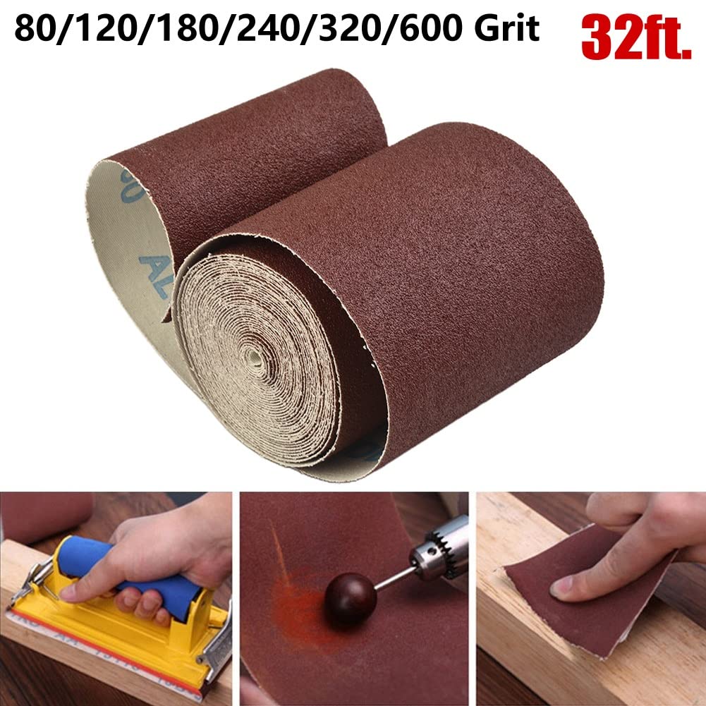 Bloques de Lijado Rollo de Papel de Lija, 100 mm x 10 m Rollo de Tela de esmeril húmedo seco Fino, Rollos y Papel de Lija de Metal abrasivo (tamaño: Grano 60)