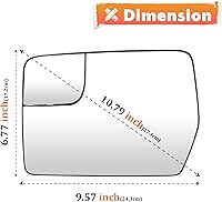 Vista 5 de Left Driver Side Heated Mirror Glass Fits for Ford F-150 2011 2012 2013 2014 Blind Spot Convex Side View Replacement for BL3Z-17K707-E w/o Auto