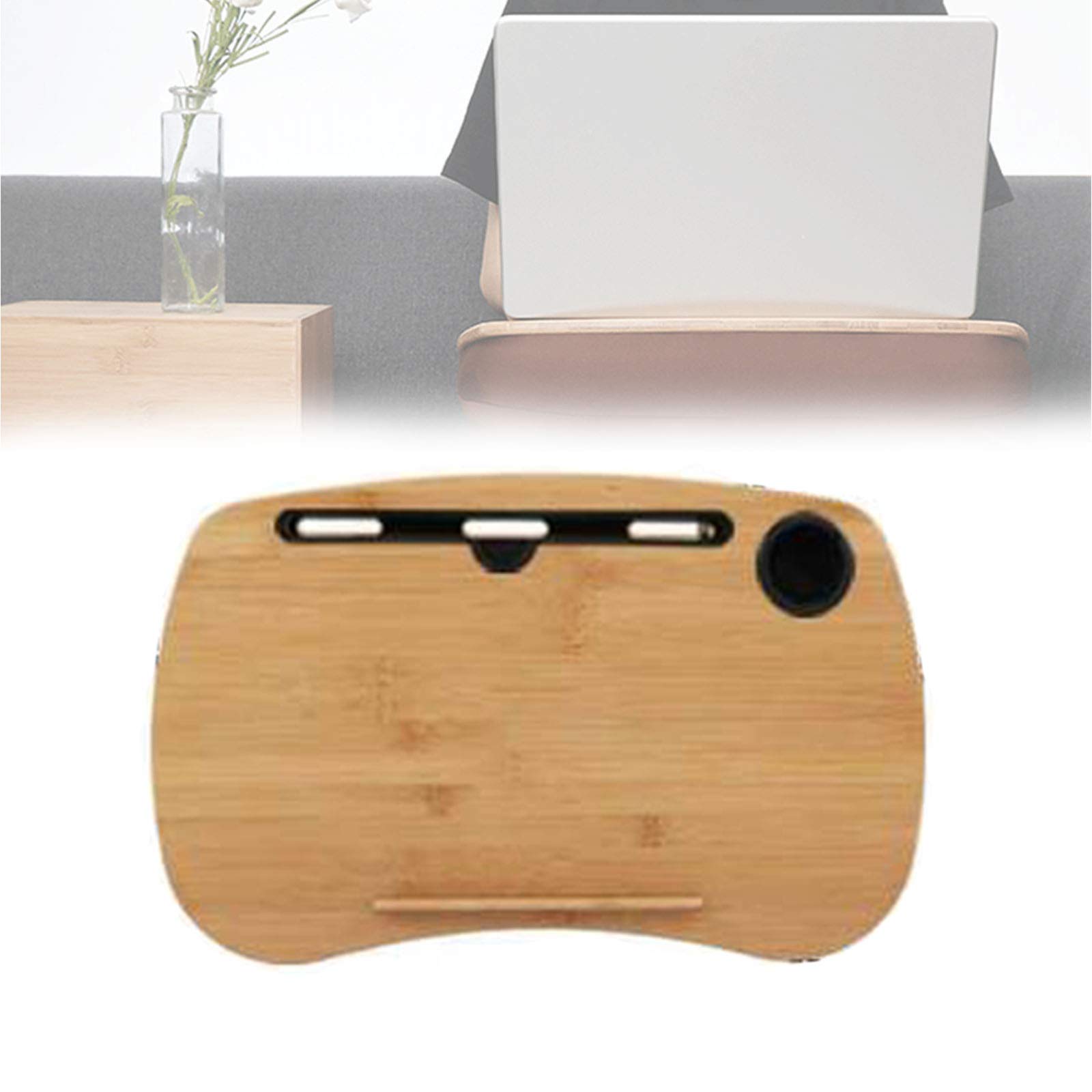 Lap Desk Pour Ordinateur Portable Et Tablette, Coussin Pillow & Bois Plate-Forme, Livre Support/Sleeping Pillow/Laptop Stand, Avec Bandes Anti-Glissement Et Emplacement De Stockage,B 550X350MM