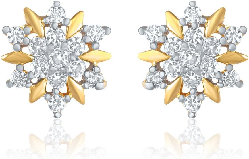Gold Plated White Cubic Zirconia Floral Stud Alloy Earings for Women ER1109175G