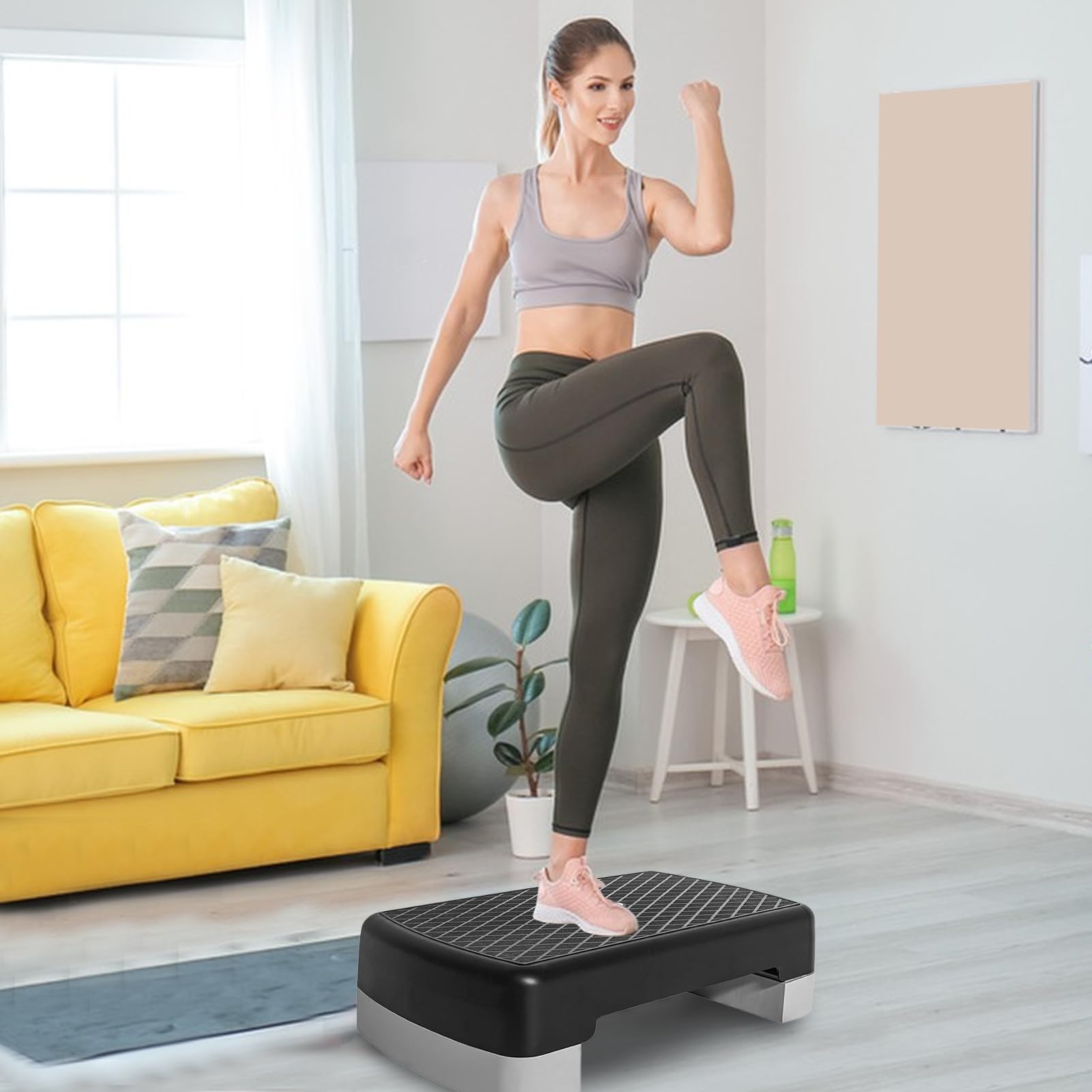 Step Aérobic, Step d'Entraînement à Hauteur Réglable, Équipement de Fitness Anti-Dérapant 45 cm pour Entraînement à Domicile