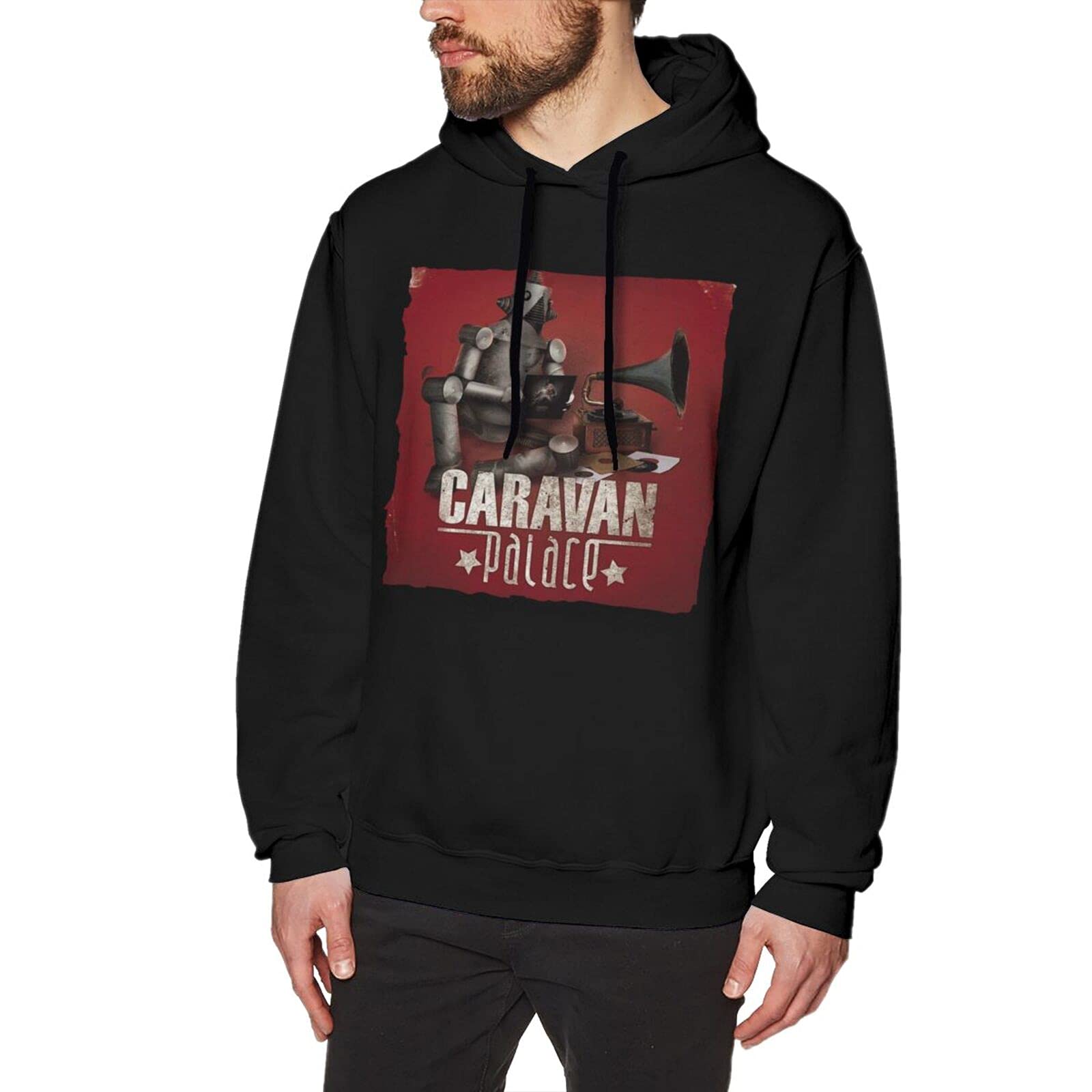 Linqarcon Men's Caravan-Palace Hoodies Graphic Printed Hoodie Hooded Sweatshirt