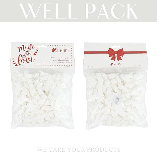 Miniatura 7 de AIMUDI Lazos rizados blancos de 4 pulgadas, lazos de cinta rizada autoadhesivos para envolver regalos, cinta de grogrén, lazos para bolsas de