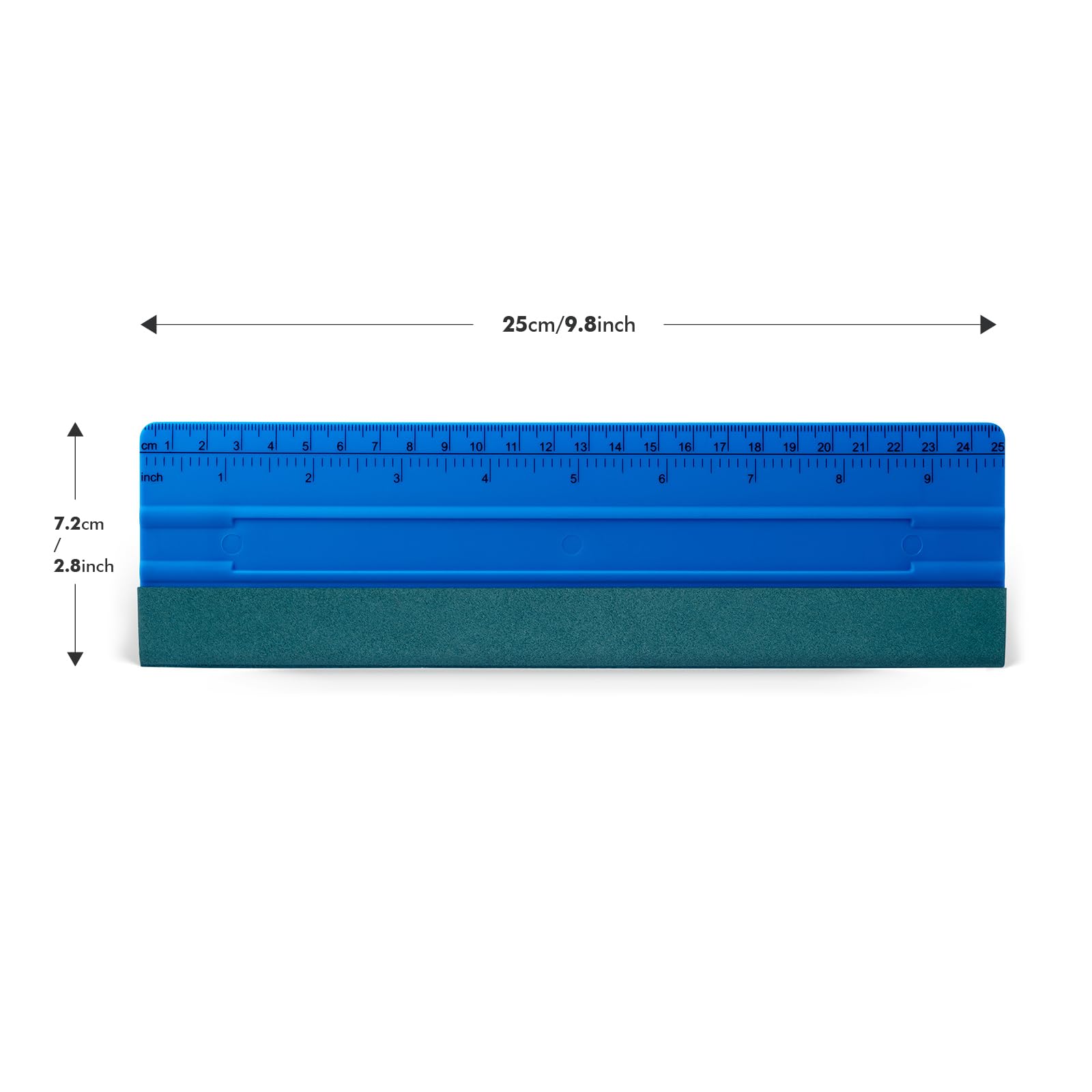 FOSHIO Rasqueta de fieltro de 10 pulgadas para vinilo con regla de 25 cm, 4 esquinas redondas, tarjeta universal, película tintada para ventana, instalación de película de vinilo de polipropileno azul