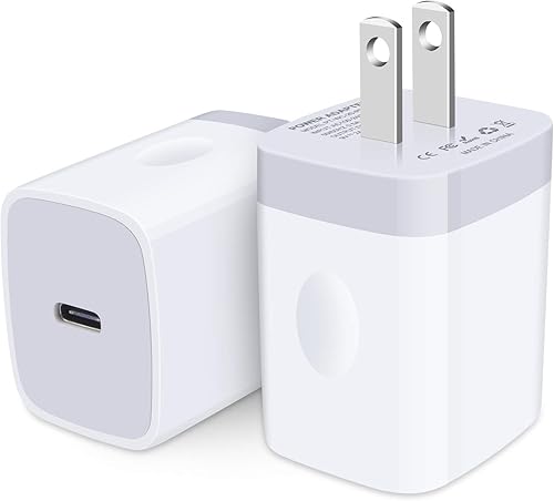 Cargador de pared USB C para Samsung A53 A14 5G Galaxy S23 S23+ S23 Ultra S22 A03S A13 A73 A33 S21 Fe, iPhone 14 13 Pro Google Pixel 7 6, 2 unidades