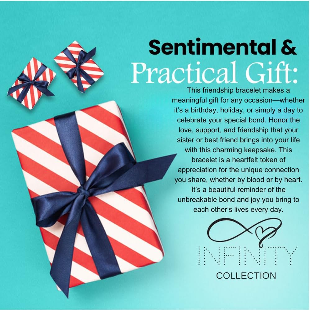 Infinity Collection - Best Friends Bangle Bracelets for Women, Friend Jewelry, Infinity Non-Tarnished Adjustable Bracelets. Gift for Friends - Image 6