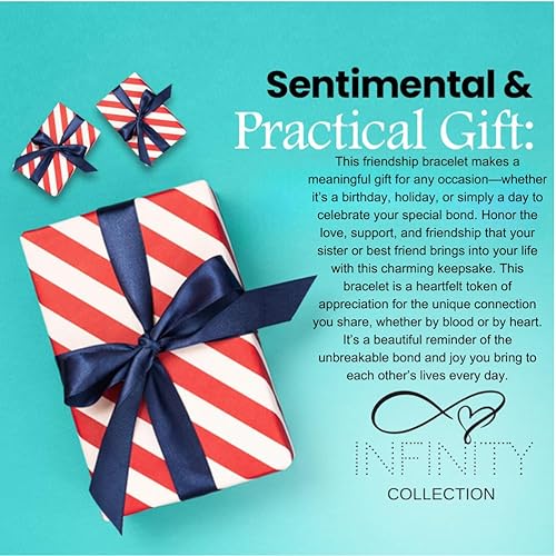 Miniatura 6 de Brazaletes de amistad con frase "Not Sisters By Blood But Sisters By Heart". Regalo ideal para amigos